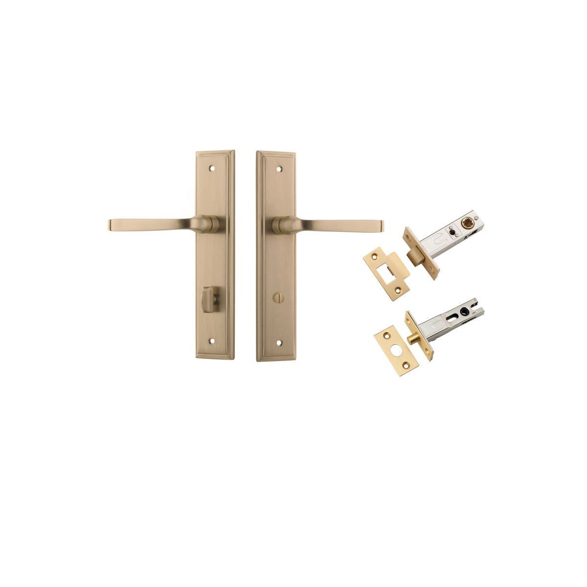 15244KPRIV60 - Annecy Lever - Stepped Backplate Privacy Kit with Privacy Turn - Brushed Brass - Privacy