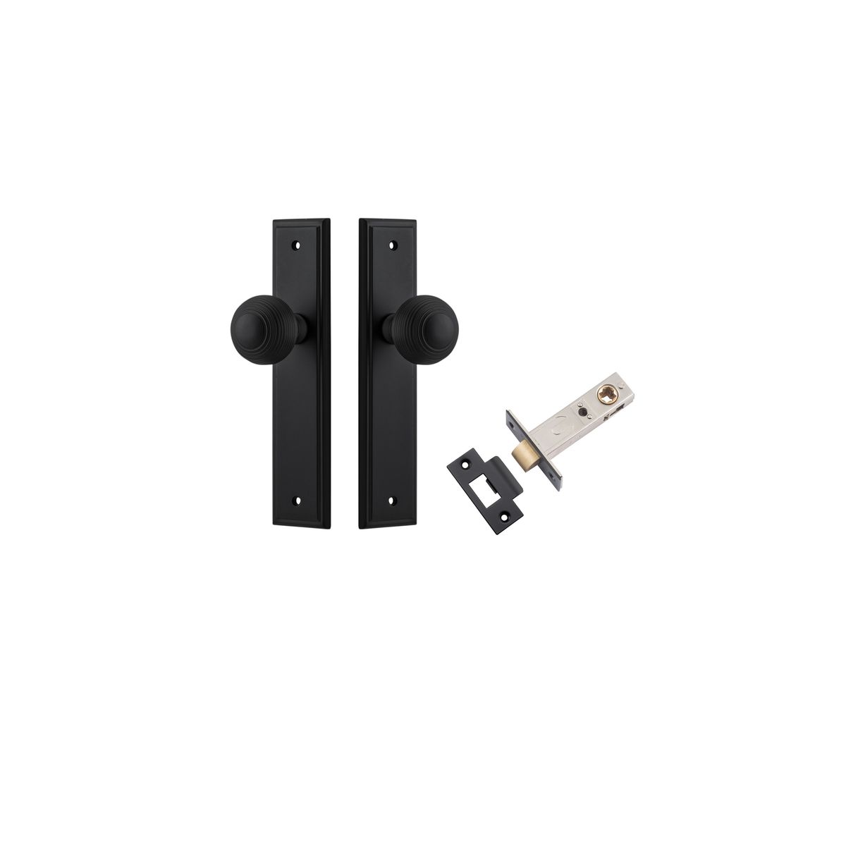 12842KPASS60 - Guildford Knob - Stepped Backplate Passage Kit - Matt Black - Passage