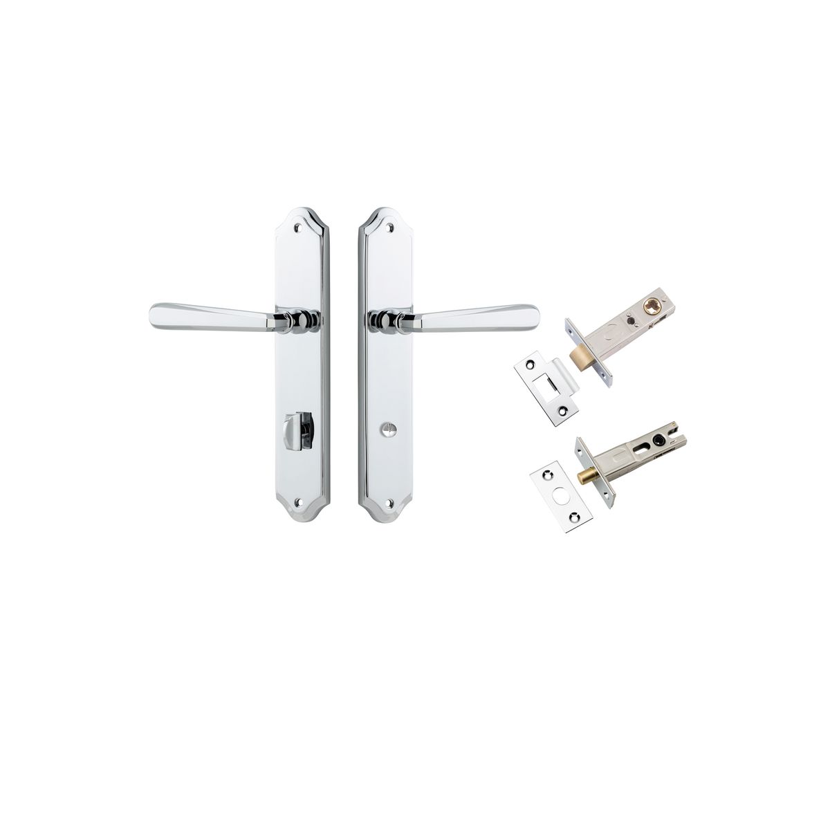 11874KPRIV60 - Copenhagen Lever - Shouldered Backplate Privacy Kit with Privacy Turn - Polished Chrome - Privacy