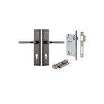 13744KENTR60KT - Annecy Lever - Stepped Backplate Entrance Kit with High Security Lock - Distressed Nickel - Entrance