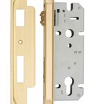 17167 - Rebated 85mm Euro Roller Mortice Locks - 45mm Backset - Brushed Gold PVD