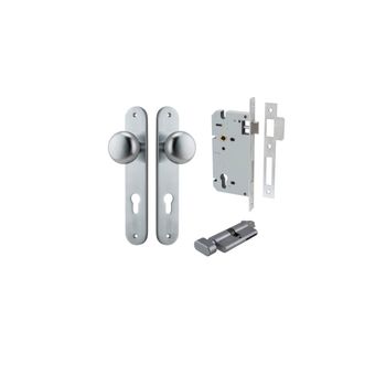 Cambridge Knob - Oval Backplate Entrance Kit with High Security Lock