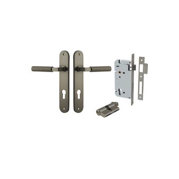 Brunswick Lever - Oval Backplate Entrance Kit with High Security Lock