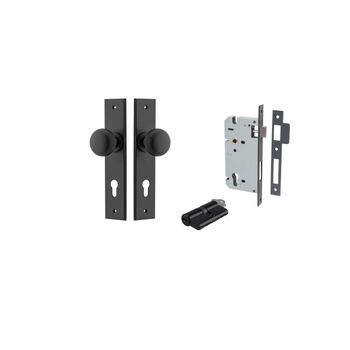Cambridge Knob - Chamfered Backplate Entrance Kit with High Security Lock