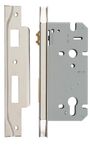 6097 - Rebated 85mm Euro Roller Mortice Locks - 60mm Backset - Polished Nickel