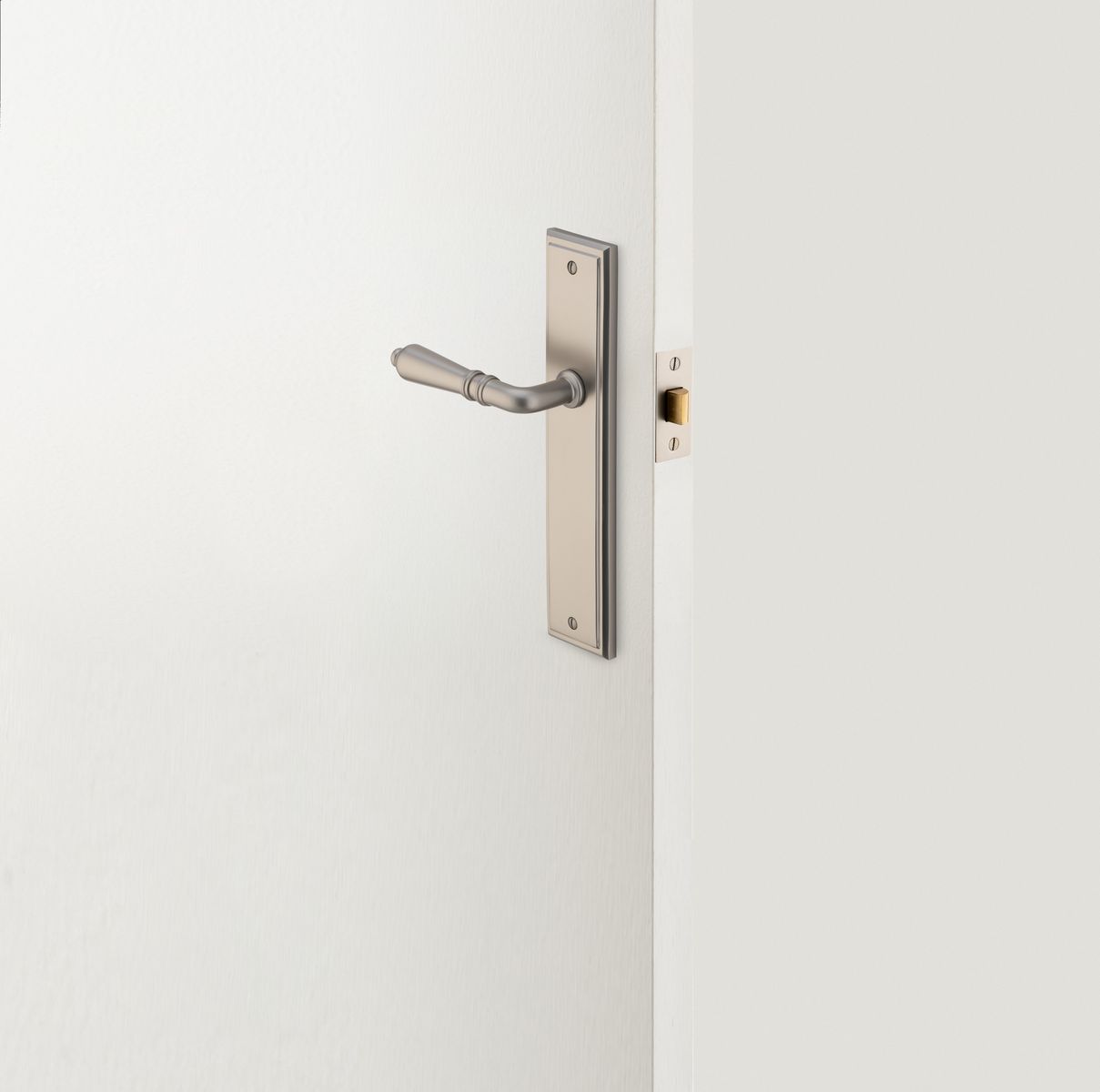 14736KPASS60 - Sarlat Lever - Stepped Backplate Passage Kit - Satin Nickel - Passage
