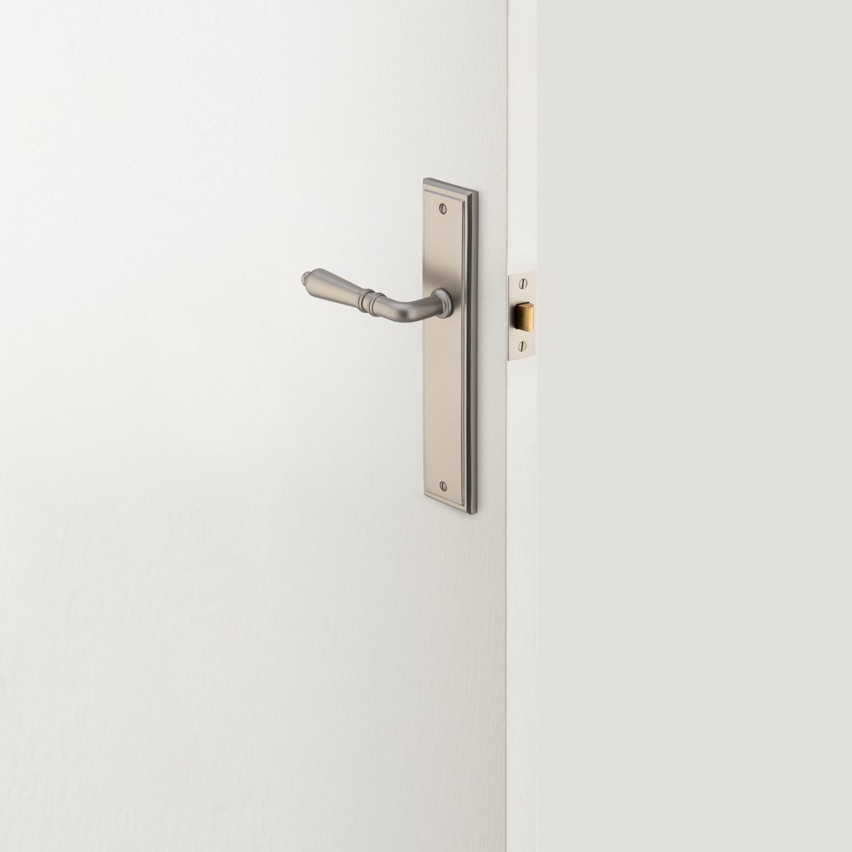 14736P85 - Sarlat Lever - Stepped Backplate - Satin Nickel - Privacy