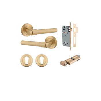 Helsinki Lever - Round Rose Entrance Kit with Separate High Security Lock