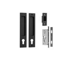 21413E - Rectangular Sliding Door Pull Entrance Kit with High Security Lock - Matt Black - Entrance