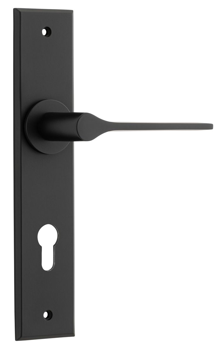 12758E85 - Como Lever - Chamfered Backplate - Matt Black - Entrance
