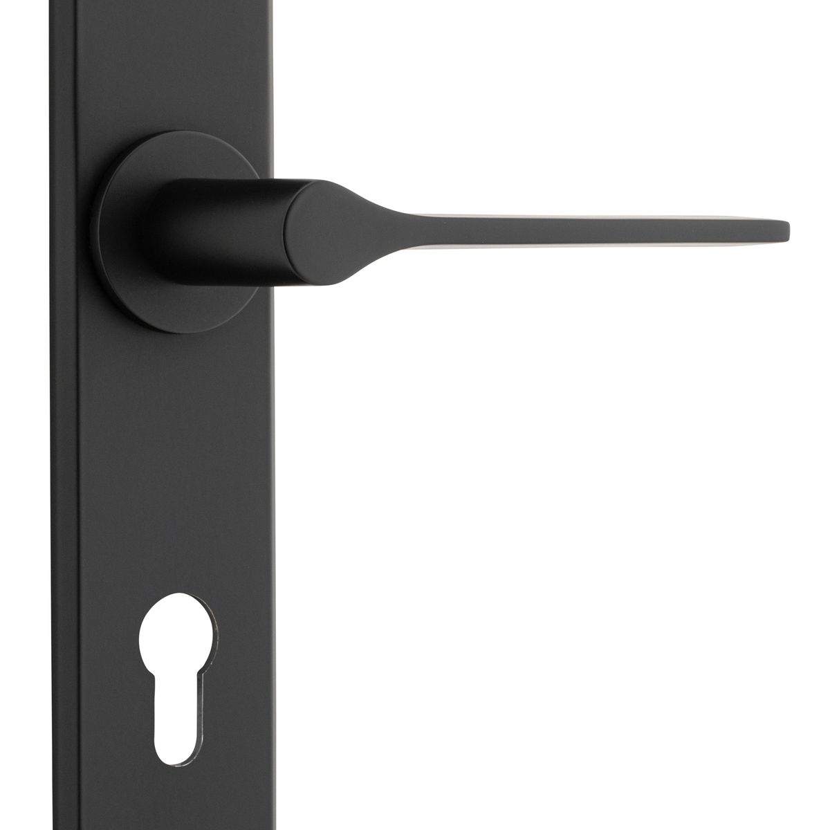 12758E85 - Como Lever - Chamfered Backplate - Matt Black - Entrance