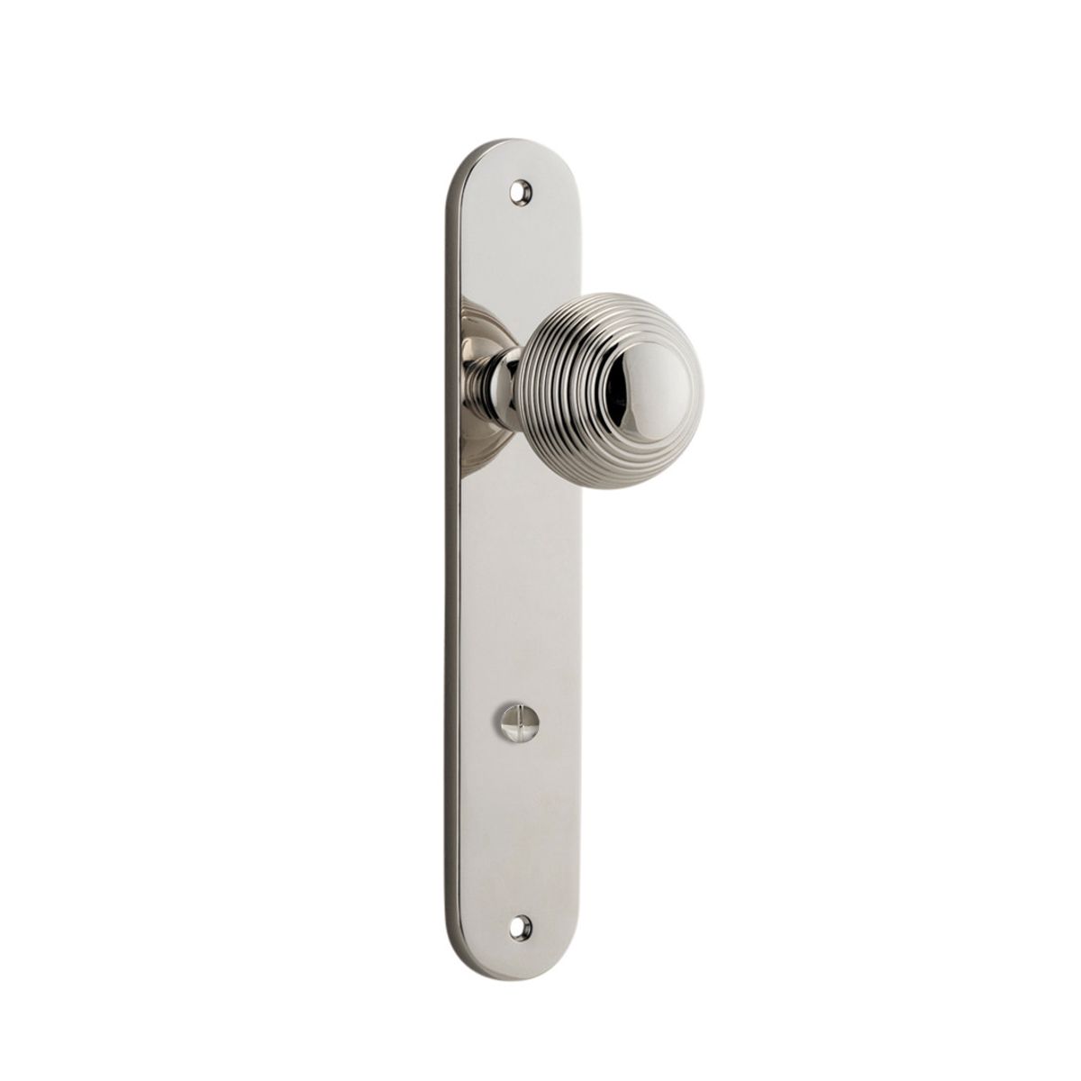 14336P85 - Guildford Knob - Oval Backplate - Polished Nickel - Privacy