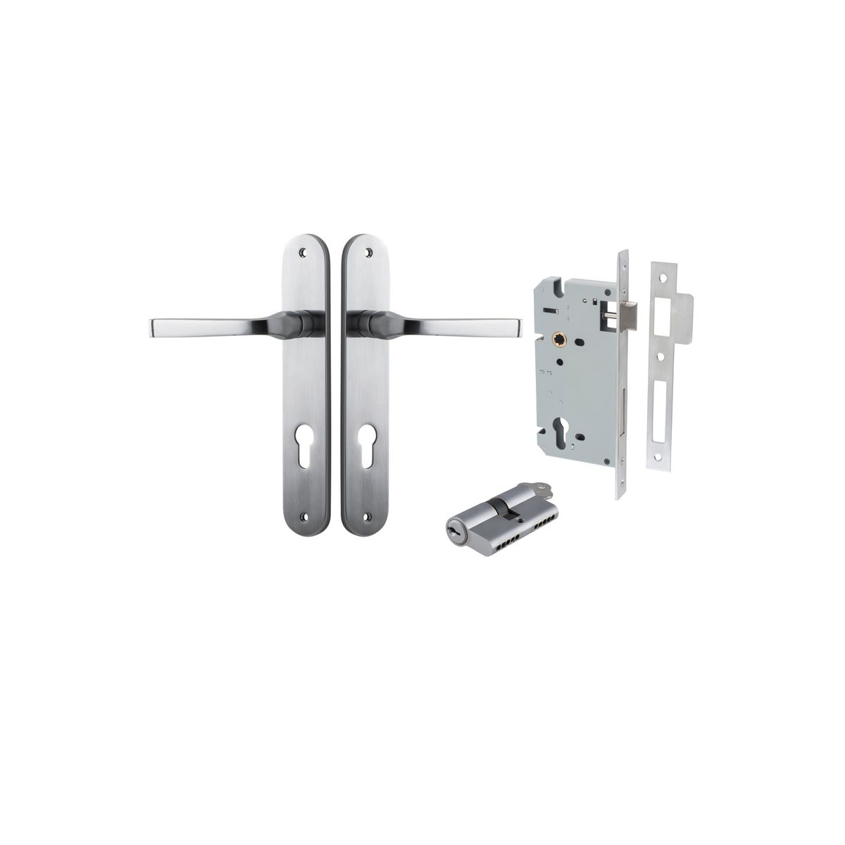 12232KENTR60KK - Annecy Lever - Oval Backplate Entrance Kit with High Security Lock - Brushed Chrome - Entrance