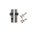13838KPRIV60 - Paddington Knob - Stepped Backplate Privacy Kit with Privacy Turn - Distressed Nickel - Privacy