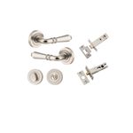 9209KPRIV60 - Sarlat Lever - Round Rose Privacy Kit with Separate Privacy Turn - Satin Nickel - Privacy