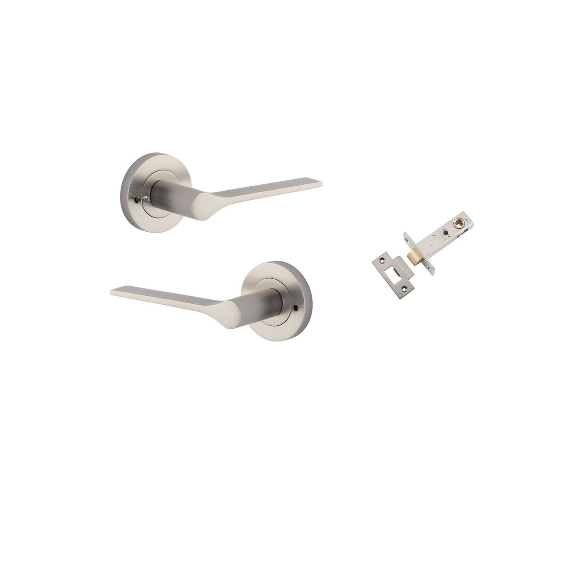 0369KIBPRIV60 - Como Lever - Round Rose Privacy Kit (Inbuilt Privacy) - Satin Nickel - Privacy