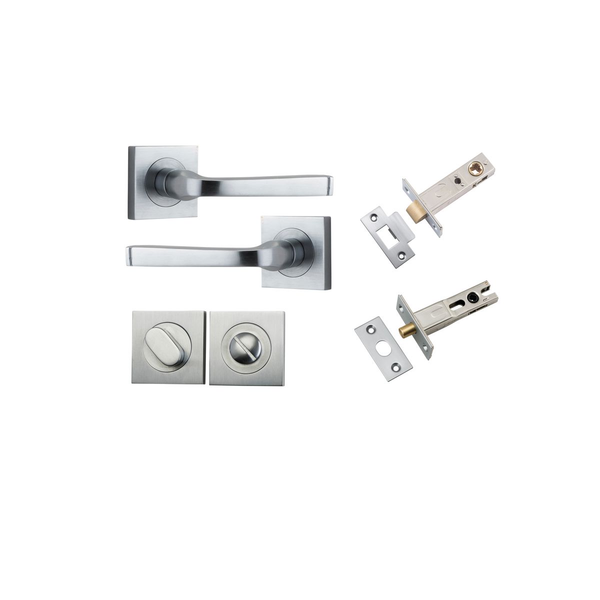0395KPRIV60 - Annecy Lever - Square Rose Privacy Kit with Separate Privacy Turn - Brushed Chrome - Privacy