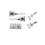 0395KPRIV60 - Annecy Lever - Square Rose Privacy Kit with Separate Privacy Turn - Brushed Chrome - Privacy