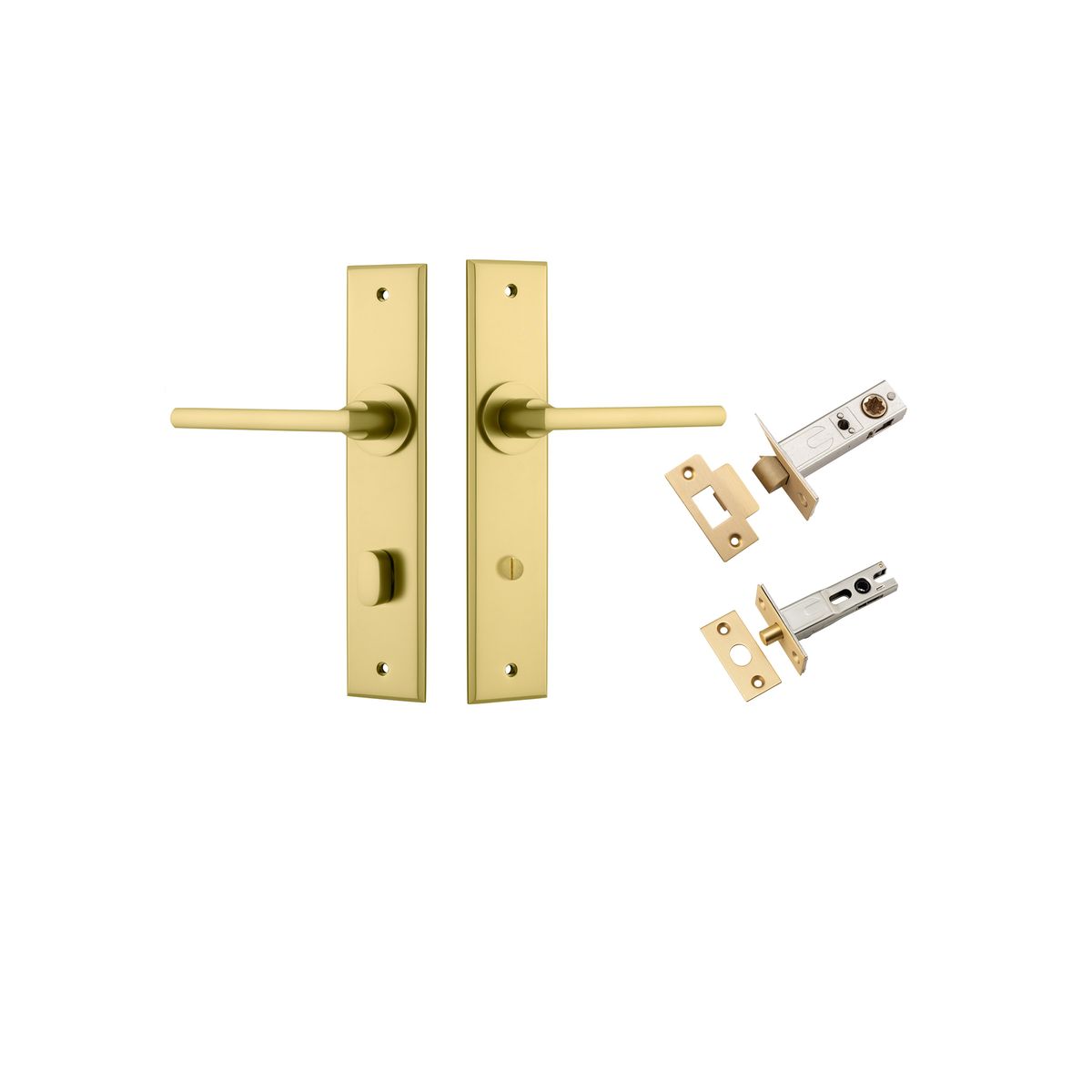 16382KPRIV60 - Baltimore Lever - Chamfered Backplate Privacy Kit with Privacy Turn - Brushed Gold PVD - Privacy