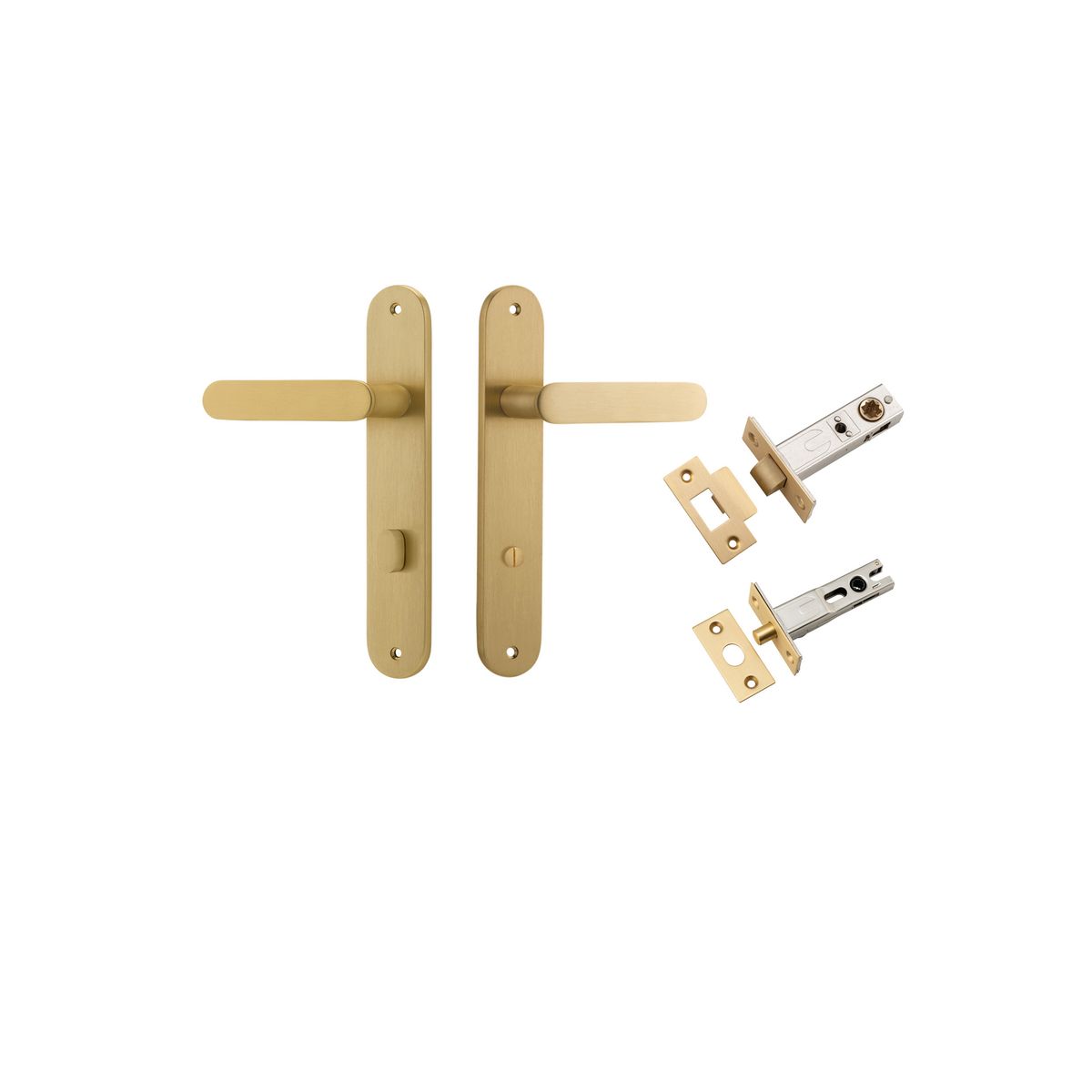 15264KPRIV60 - Bronte Lever - Oval Backplate Privacy Kit with Privacy Turn - Brushed Brass - Privacy