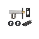 22152K60KKER - Euro Mortice Deadbolt Kit - 60mm Backset with Round Euro Escutcheon Key/Key - Matt Black - Entrance