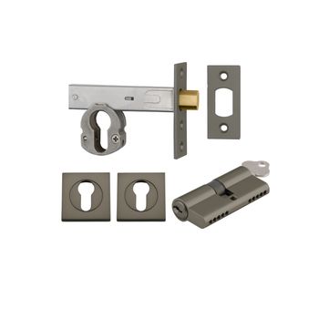 Euro Mortice Deadbolt Kit - 70mm Backset with Square Euro Escutcheon Key/Key
