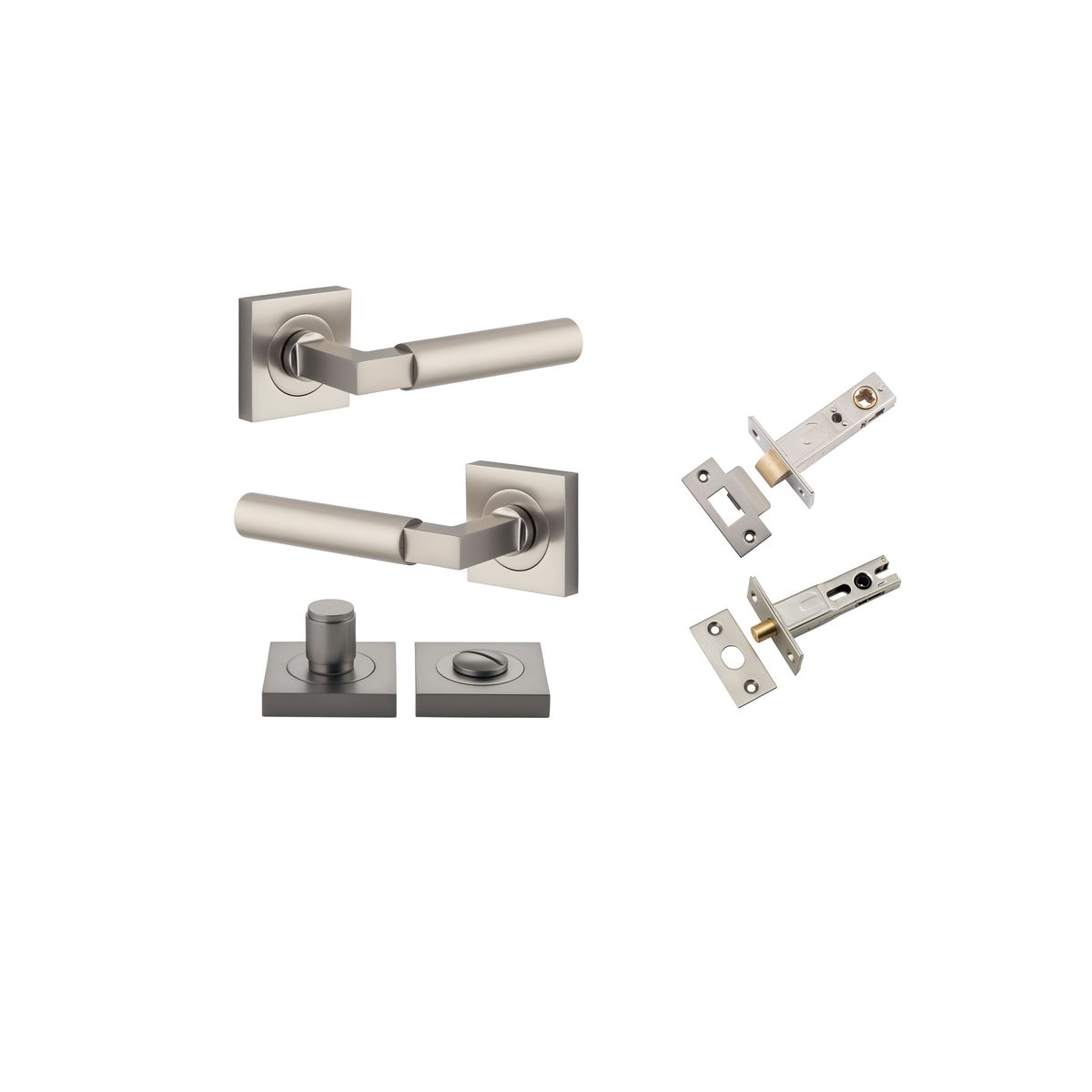 0419KPRIV60 - Berlin Lever - Square Rose Privacy Kit - Satin Nickel - Privacy