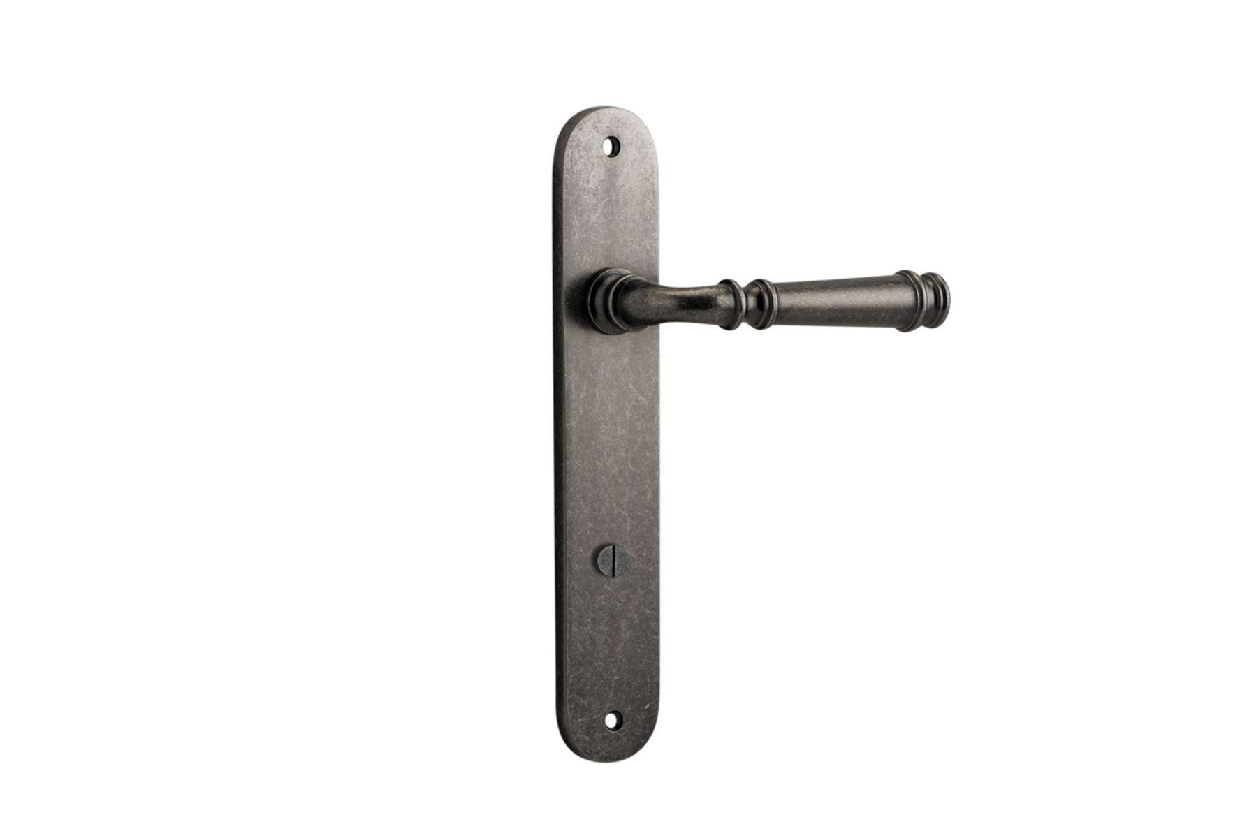 13730P85 - Verona Lever - Oval Backplate - Distressed Nickel - Privacy