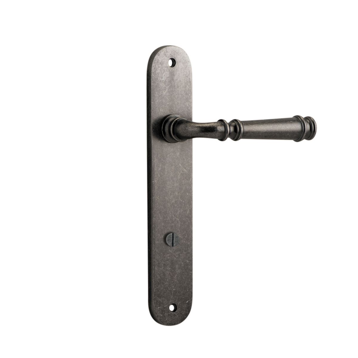 13730P85 - Verona Lever - Oval Backplate - Distressed Nickel - Privacy