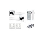 21184KENTR60KK - Osaka Lever - Square Rose Entrance Kit with Separate High Security Lock - Polished Chrome - Entrance