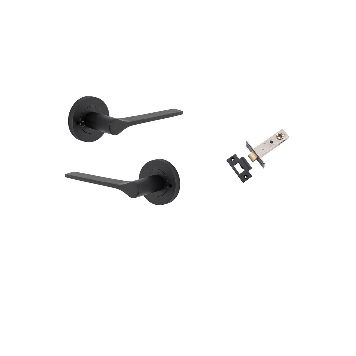 0363KIBPRIV60 - Como Lever - Round Rose Privacy Kit (Inbuilt Privacy) - Matt Black - Privacy