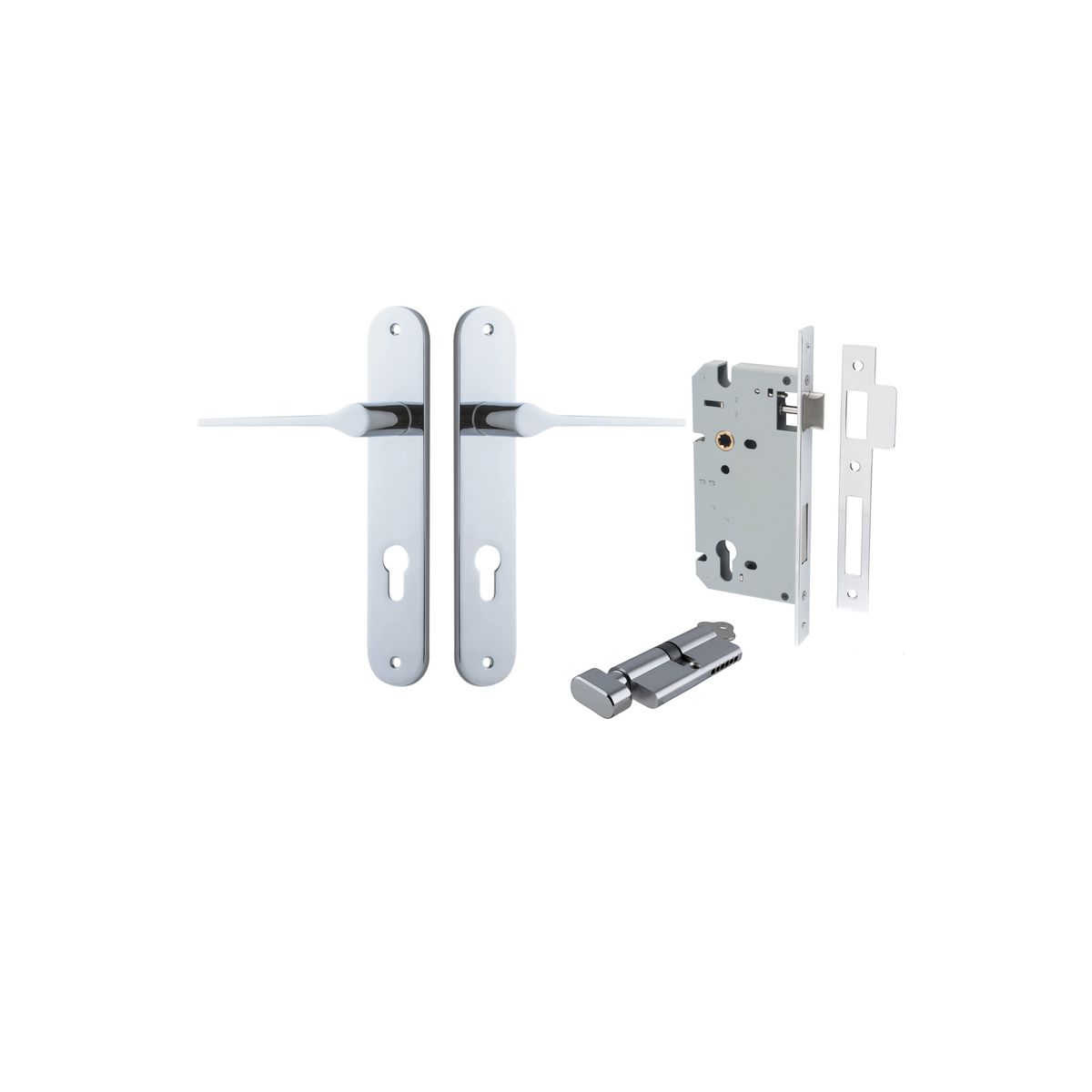 11770KENTR60KT - Como Lever - Oval Backplate Entrance Kit with High Security Lock - Polished Chrome - Entrance