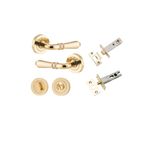 9200KPRIV60 - Sarlat Lever - Round Rose Privacy Kit with Separate Privacy Turn - Polished Brass - Privacy