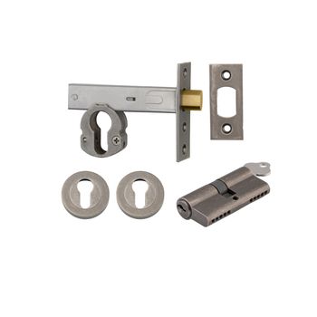 Euro Mortice Deadbolt Kit - 70mm Backset with Round Euro Escutcheon Key/Key