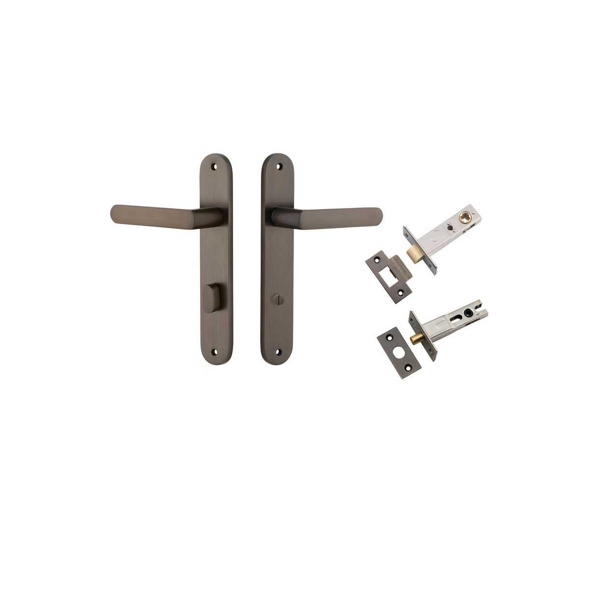 10864KPRIV60 - Osaka Lever - Oval Backplate Privacy Kit with Privacy Turn - Signature Brass - Privacy