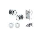 0204KENTR60KK - Cambridge Knob - Round Rose Entrance Kit with Separate High Security Lock - Polished Chrome - Entrance