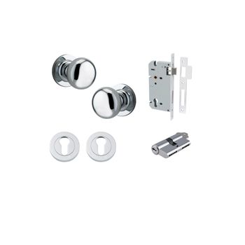 Cambridge Knob - Round Rose Entrance Kit with Separate High Security Lock