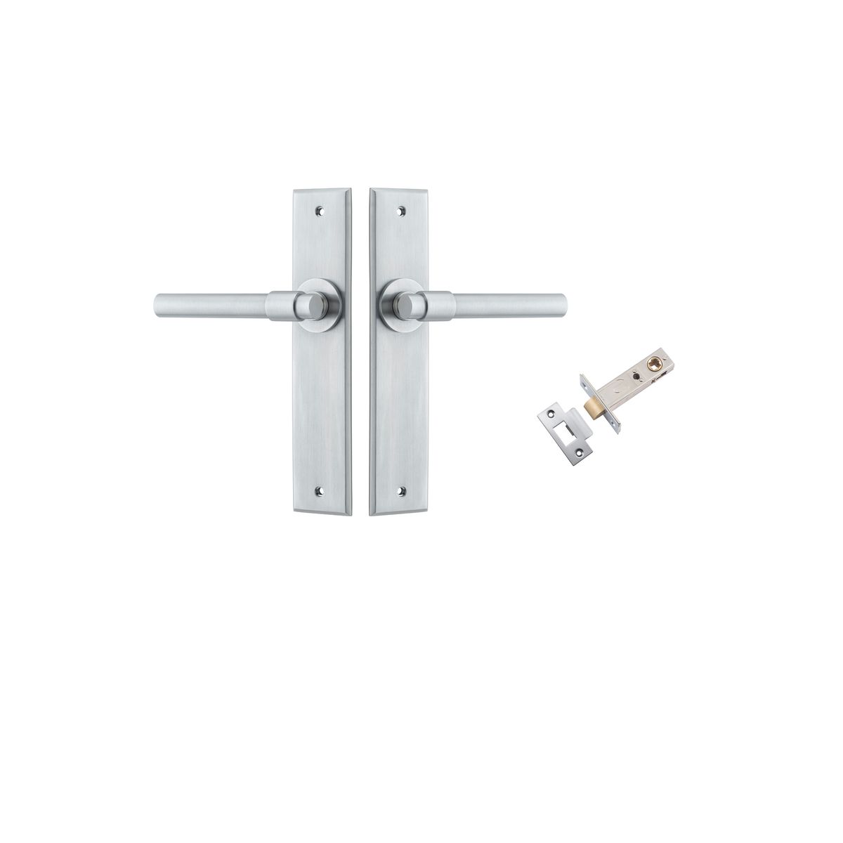 12404KPASS60 - Helsinki Lever - Chamfered Backplate Passage Kit - Brushed Chrome - Passage