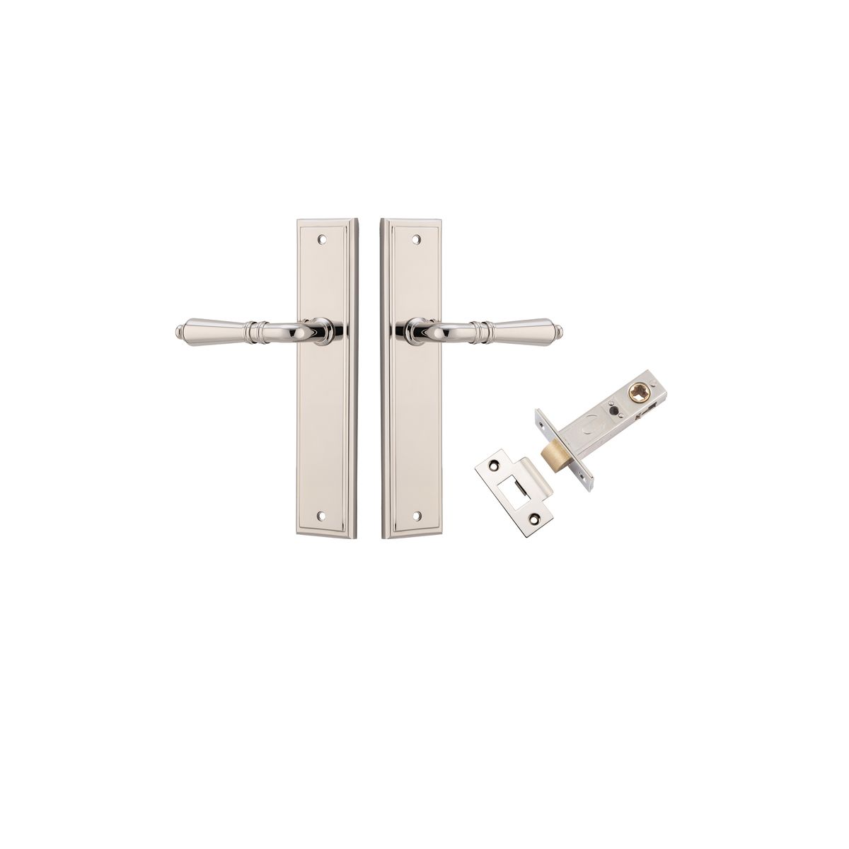 14236KPASS60 - Sarlat Lever - Stepped Backplate Passage Kit - Polished Nickel - Passage