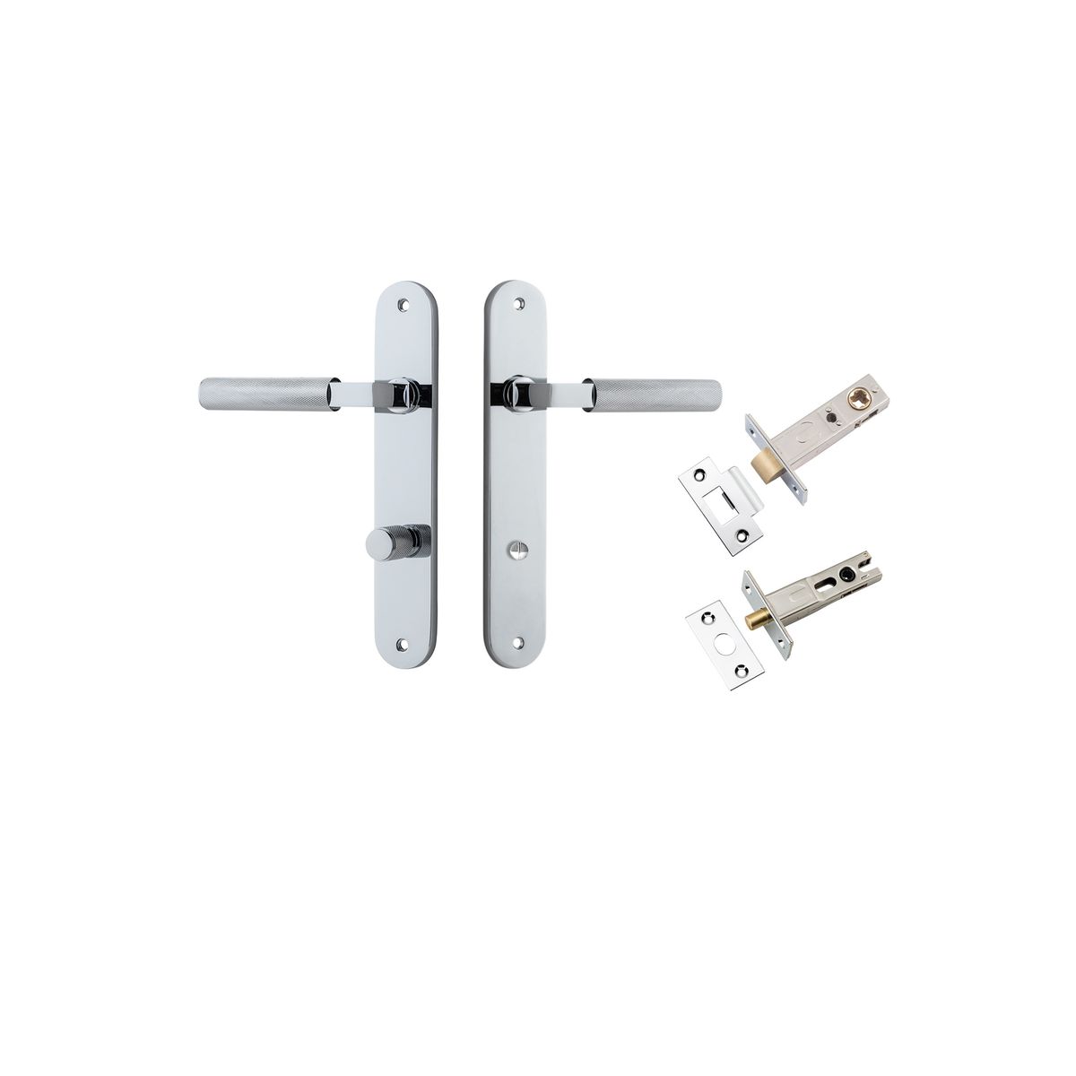 11768KPRIV60 - Brunswick Lever - Oval Backplate Privacy Kit - Polished Chrome - Privacy