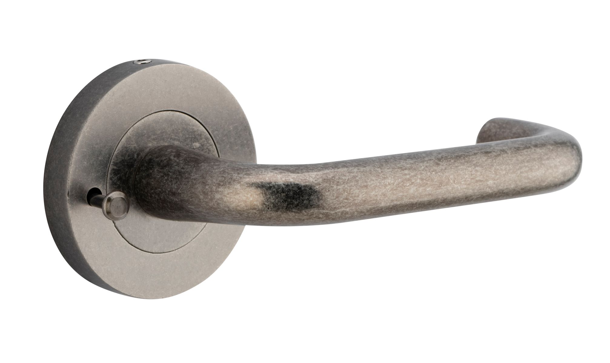 20357KIBPRIV60 - Oslo Lever - Round Rose (Inbuilt Privacy) - Distressed Nickel - Privacy