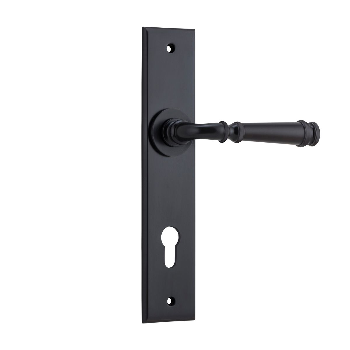 12786E85 - Verona Lever - Chamfered Backplate - Matt Black - Entrance