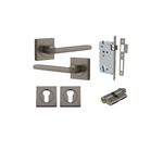 16875KENTR60KK - Baltimore Lever - Square Rose Entrance Kit with Separate High Security Lock - Graphite PVD - Entrance