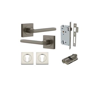 Baltimore Lever - Square Rose Entrance Kit with Separate High Security Lock