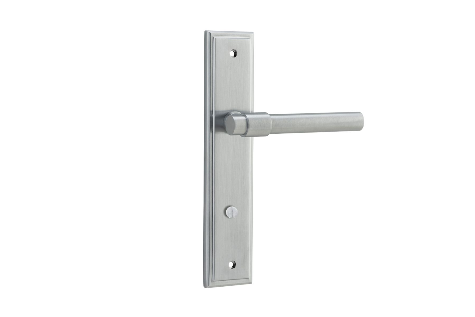 12402P85 - Helsinki Lever - Stepped Backplate - Brushed Chrome - Privacy