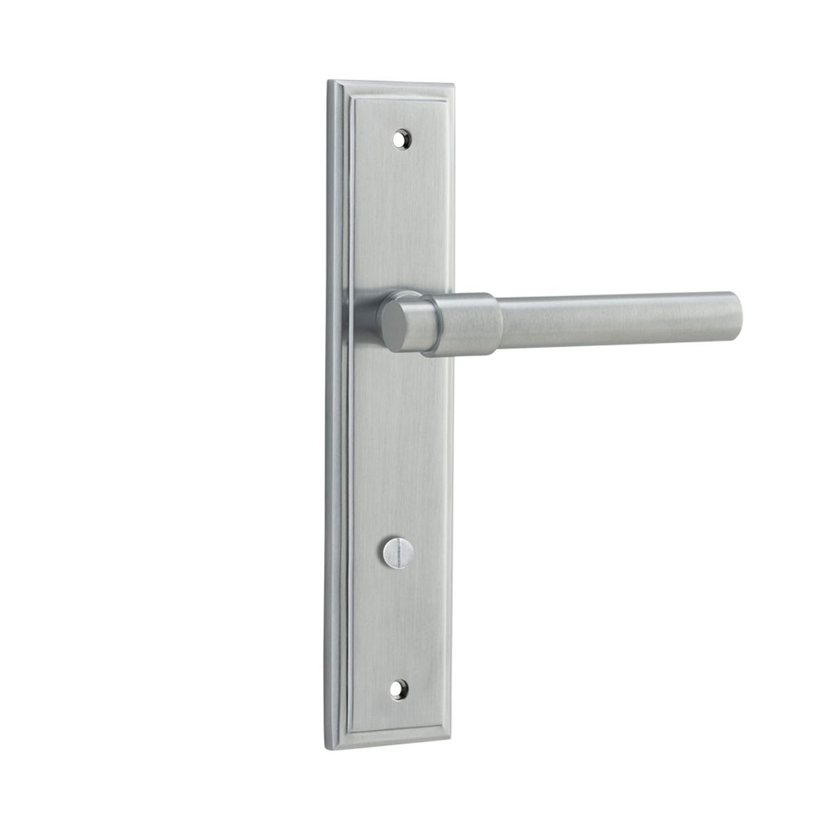 12402P85 - Helsinki Lever - Stepped Backplate - Brushed Chrome - Privacy