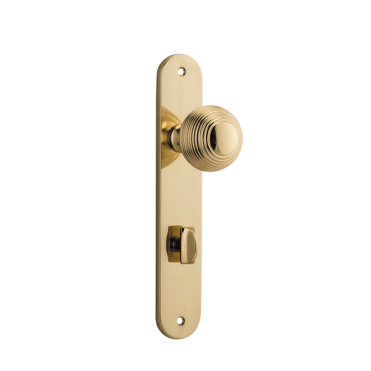 10336P85 - Guildford Knob - Oval Backplate - Polished Brass - Privacy