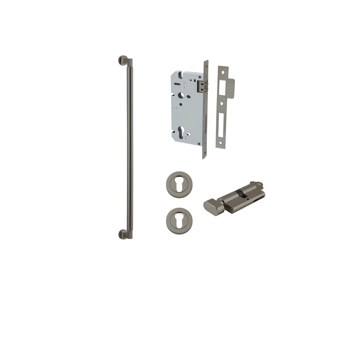 16925KENTR60KT - Berlin Pull Handle - 600mm Entrance Kit with Separate High Security Lock - Graphite PVD - Entrance