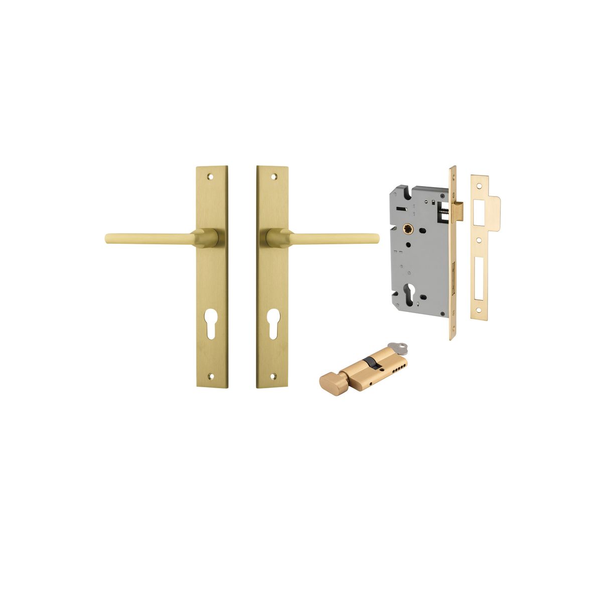 16302KENTR60KT - Baltimore Lever - Rectangular Backplate Entrance Kit with High Security Lock - Brushed Gold PVD - Entrance