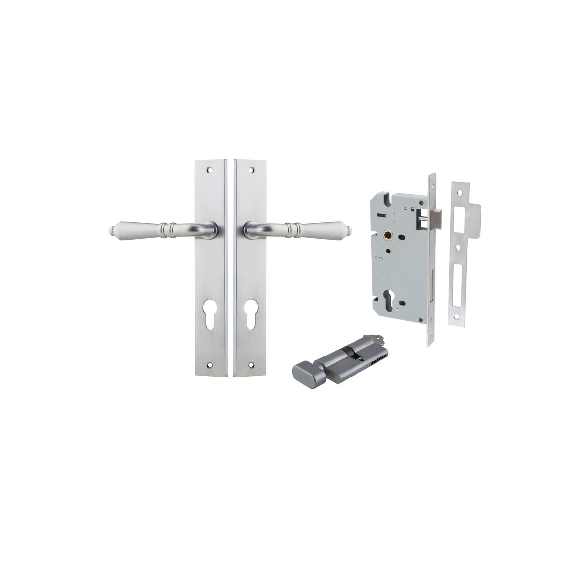 12200KENTR60KT - Sarlat Lever - Rectangular Backplate Entrance Kit with High Security Lock - Brushed Chrome - Entrance